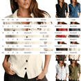 thumbnail image 3 of Slim Fit Cotton Linen Button Down Shirts for Women Long Sleeve Collared Slim Fit Dressy Casual Work Blouses with Pockets Trendy Lightweight Comfy Plain Peasant Long Sleeve Cargo Shirts Red Xxl, 3 of 4