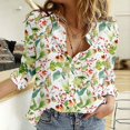 thumbnail image 2 of ZHENHONG Graphic Tees for Women, Women's Shirts Floral Print Button Down Shirt Fashion Lightweight Long Sleeve Blouse Spring Summer Casual Tops Going Out Tops, 2 of 5