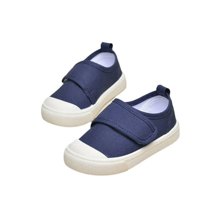 

Rotosw Children Casual Walking Shoes Comfort Flats Canvas Sneakers Breathable Magic Tape Moccasins School Slip Resistant Shoe Dark Blue 6C