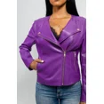 thumbnail image 2 of Whet Blu VIOLET Vegan Faux Leather Fashion Zip-Up Stylish Design Lightweight Outerwear Jacket Women Purple Large, 2 of 5