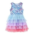 thumbnail image 2 of WIBACKER Mermaid Toddler Tutu Dress Girls Tiered Summer Dresses Party Tulle Sundress for Kids - 1Pcs Light Blue, 2 of 9