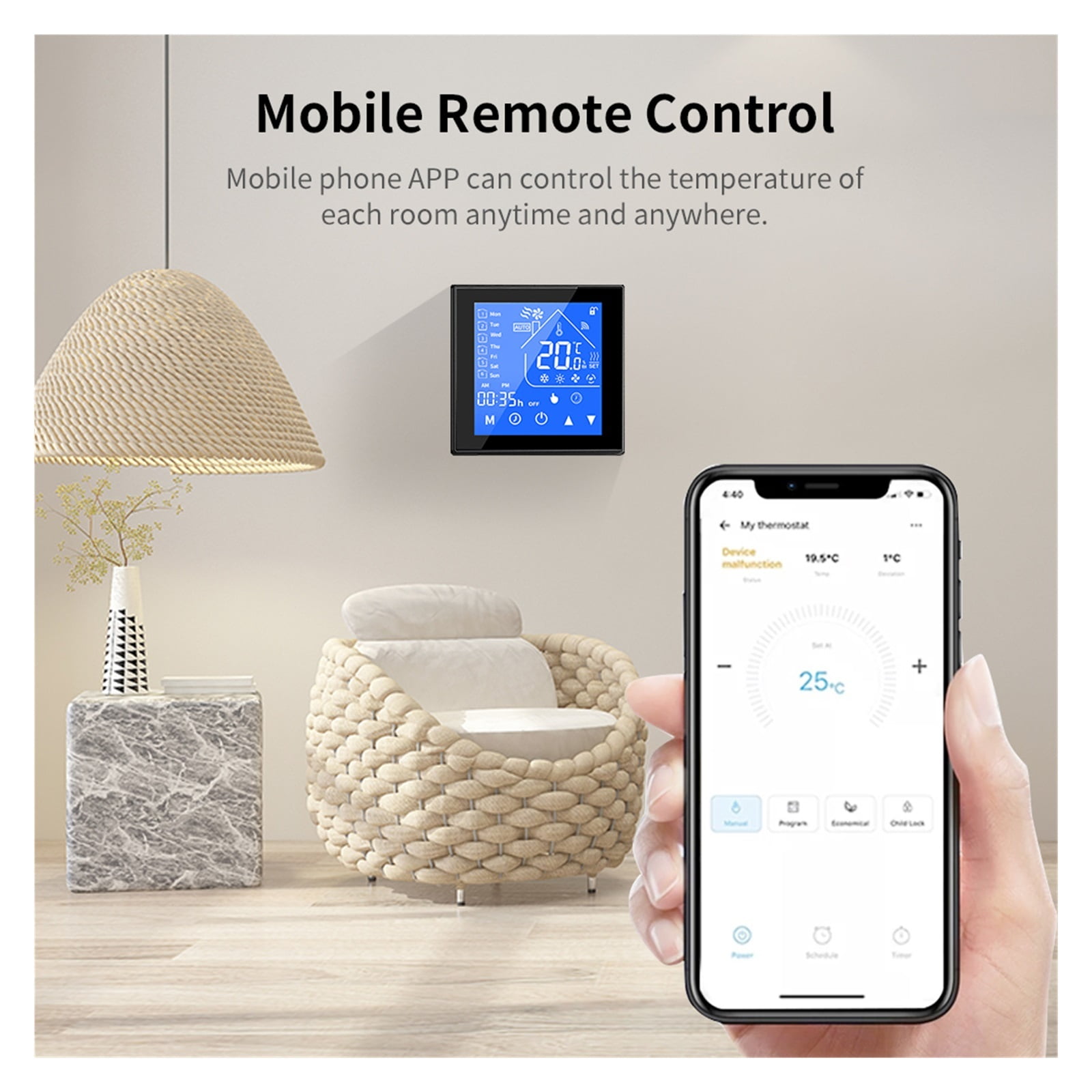 Thermostat, Electric Floor Heating Water/Gas Boiler Thermostat, Digit Temperature Controller