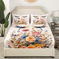 thumbnail image 3 of YST Colorful Floral Dragonfly Twin Bed Sheets Set,Boho Flower Butterfly Bedding Set for Kids Adults,Watercolor Bohemian Wildflower Sheets Rustic Country Fitted Sheet Set 3Pcs, 3 of 6
