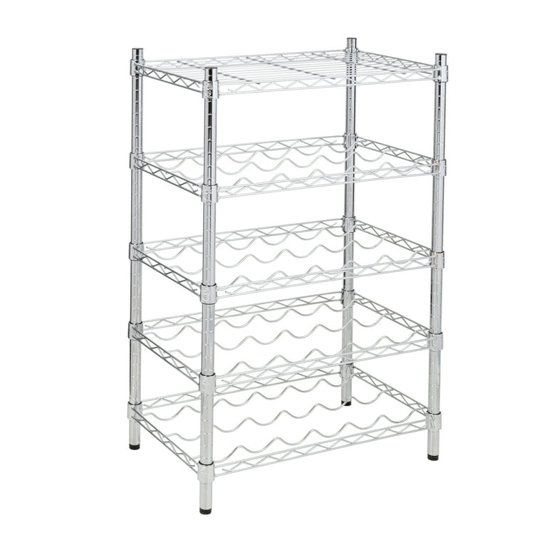 Honey Can Do Steel Freestanding 4 Tier Wine Storage Rack Chrome Walmart