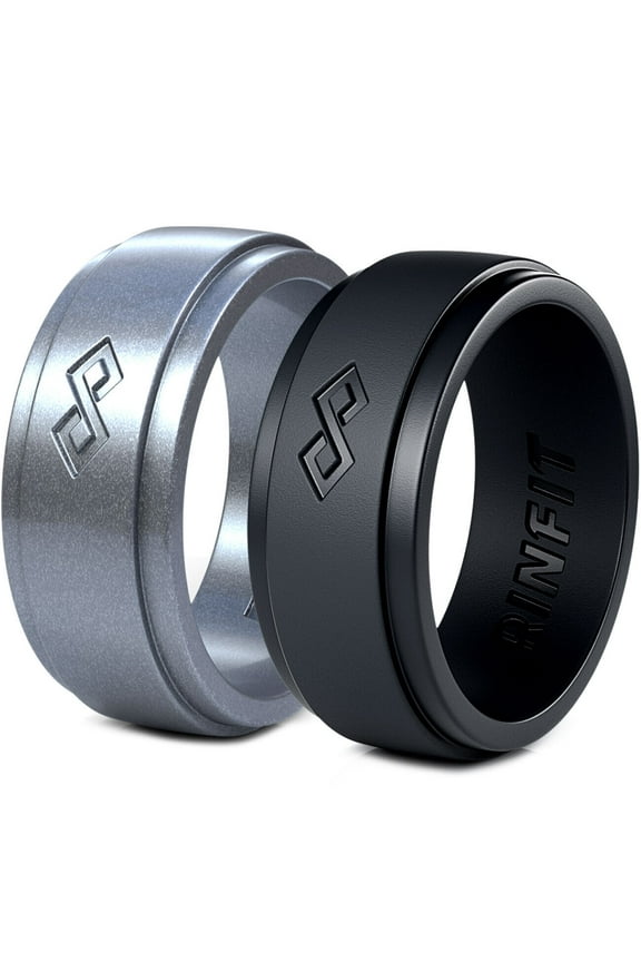 Silicone Wedding Ring for Men - Soft Rubber Wedding Band Replacement - Infinity Collection - 2 pack
