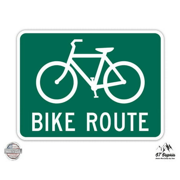 Bike Route - 3" Vinyl Sticker - For Car Laptop I-Pad Phone Helmet Hard Hat - Waterproof Decal