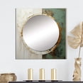 thumbnail image 1 of Designart "Green & Gold Paint Fusion I" Abstract Painting Square Mirror For Wall Decor - Large Beige Square Mirror Printed Wall Decor - Modern Square Living Room Mirror, 1 of 5