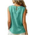 thumbnail image 5 of idosla Cotton Linen Tank Tops for Womens Comfy Lounge Wear Summer Sleeveless Crewneck Shirt Casual Blouse Loose Fit Cami (Mint Green, S), 5 of 7