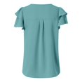 thumbnail image 5 of Womens Dressy Casual Tops 2025 Business Work Blouses Summer Shirts Short Sleeve Crew Neck Outfits, 5 of 5