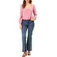 thumbnail image 2 of MODA NOVA Junior's Sweetheart Neck Ruffle Hem Heart Pattern Tops Pink 2XL, 2 of 5