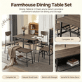 thumbnail image 6 of Ktaxon Mid-Century Modern Dining Room Set for 6, Rectangle Kitchen Table Set with 4 Chairs and 1 Bench, Dining Table for 6 with Storage, Retro Brown, 6 of 9