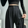 thumbnail image 7 of Plebaso Suit Pants for Women Trendy High Waist Solid Color Wide Leg Long Pants Women's Casual Loose Workwear, 7 of 7