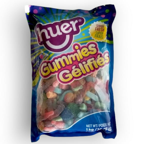 Huer Sour Gummy Mix 1kg - Assorted Flavors Bulk Bag