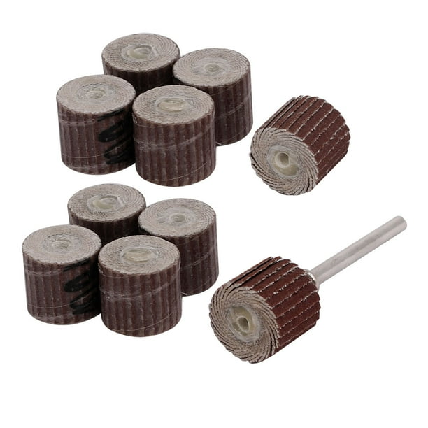 10pcs 13mm Dia 400 Grit Sandpaper Flap Sanding Wheel Grinding Head w Mandrel