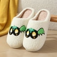 thumbnail image 2 of Slippers for Women Men Plush Fuzzy House Shoes Non Slip Winter Indoor Outdoor Slides Cute Ghost Pumpkin Bat Designs, 2 of 7