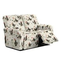 Xixirimido Recliner Loveseat Cover Non-Slip Reclining Couch Covers for 2 Seat, Recliner Sofa Cover Furniture Protector with Pockets for Kids, Pets, Chicken Roosters