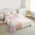 thumbnail image 3 of Feelyou Romantic Anniversary Queen Comforter Set, Princess Pink Patchwork Bedding Sets, Kawaii Love Heart Reversible Bedding Comforter Set, Lightweight Room Decor, 3 Pieces, 3 of 8