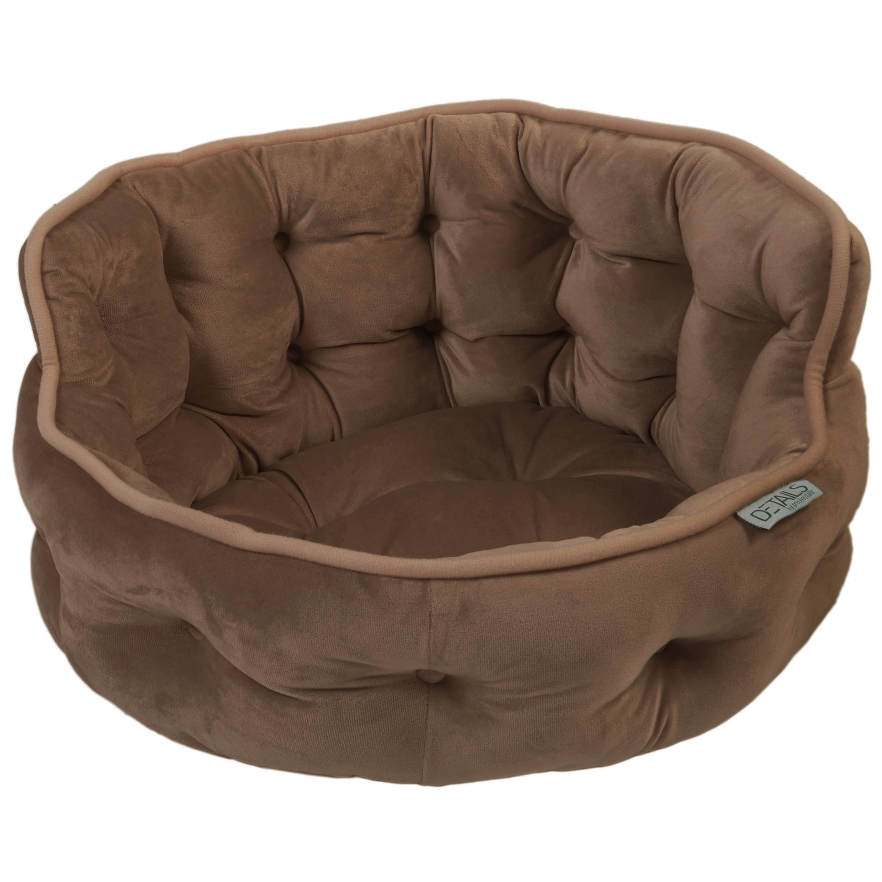 Precious Tails Ultra Plush Mini Tufted Velvet Round Cuddler Dog Cat Pet Bed - Small