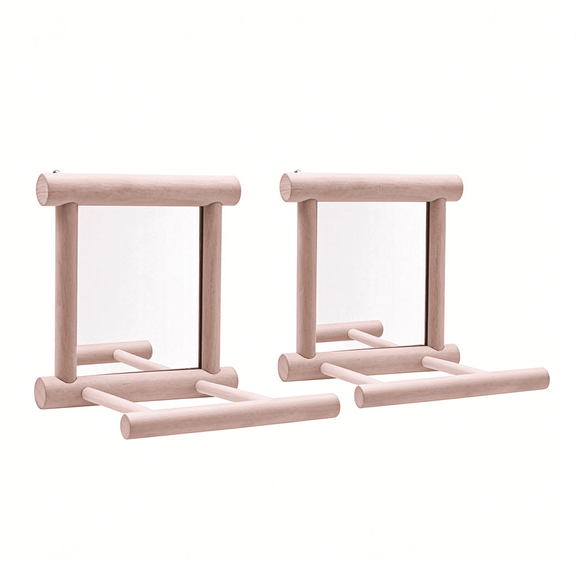 CYFW Bird Mirror Wooden Hanging Swing Interactive Play Toys for Small Parrots,Cage Accessories(2 Pcs)
