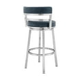 thumbnail image 5 of Quinn Contemporary Adjustable Swivel Accent Chair in Polished Steel Finish with Spa Blue Fabric, 5 of 5