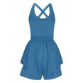 thumbnail image 5 of Xugsiok Jumpsuits for Women Summer Sleeveless Spaghetti Strap Crisscross Short Rompers Comfortable Workout Suspender Shorts Casual Yoga Overalls Pant with Pockets for Trendy Beach Vacation Outfits, 5 of 6