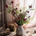 thumbnail image 3 of Artificial Red Pomegranate Greenery Leaf Bouquet 22" Tall, 3 of 6