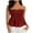 Red, variant on GEWSEY Women Shirred Tank Top Ruffle Sleeveless Tanks Frill Smocked Halter Cami Tops Summer Streetwear (Blue, L)