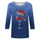 thumbnail image 3 of Camisetas de Manga Larga de las Mujeres Imprimir Navidad Cuello Redondo 3/4 Manga Suéter, Top Casual para las Vacaciones, 3 of 7