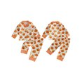 thumbnail image 2 of RUINIXCW Toddler Baby Girl Boy Halloween Silk Stain Pajamas Set Girls Boys Fall Winter Sleepwear Pumpkin Button Down Collar Long Sleeve Shirt Pants, 2 of 10