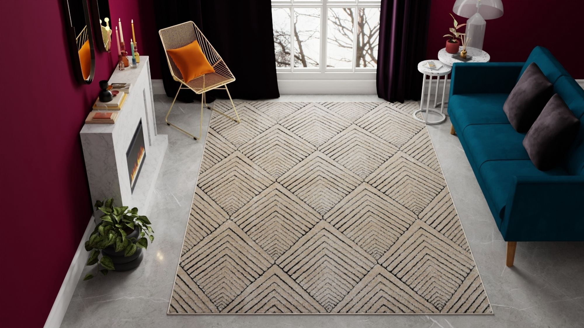 Rugs America Chanai CN30C Contemporary Geometric 5'0" X 7'0" Area Rug