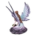 thumbnail image 6 of Large Whimsical Purple Rose Fairy With Large Leaf Kneeling On Flower Figurine, 6 of 10