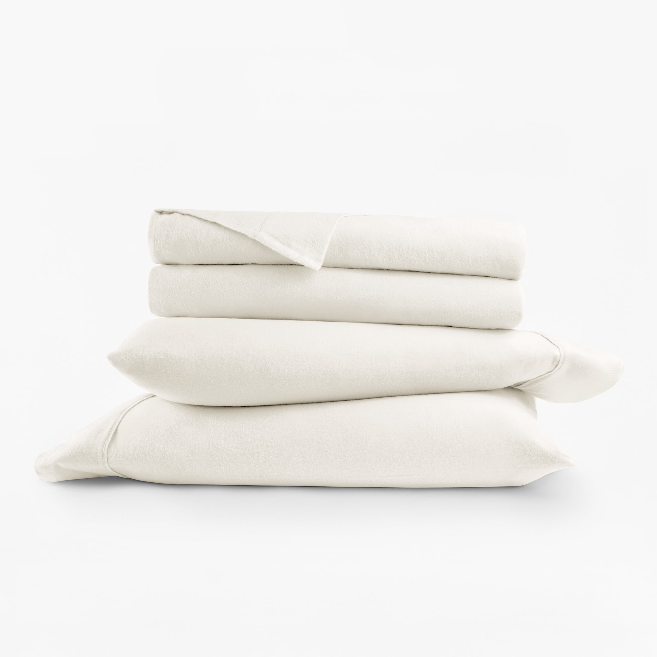 Ivory 4 Piece 100% Cotton Flannel Deep Pocket Sheet Set, Full, by Noble Linens