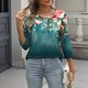 thumbnail image 2 of TaTaai Women's Trendy Printed Button Crew Neck 3/4 Sleeve Loose Casual Tops Lightweight Breathable Soft Blouses for Daily Office Party Vacation Outfits Gift, 2 of 7
