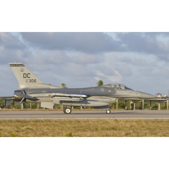 US Air Force F-16 Fighting Falcon at Natal Air Force Base Brazil Canvas Art - Giovanni CollaStocktrek Images (36 x 22)