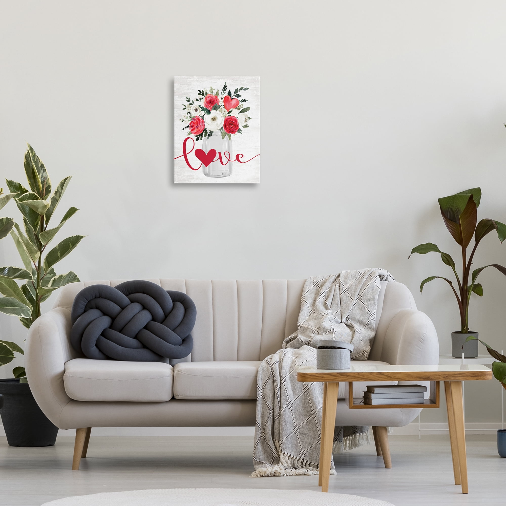 Stupell Industries Red Love Bouquet Botanical & Floral Painting Gallery Wrapped Canvas Art Print Wall Art, 16 x 20