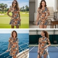 thumbnail image 3 of Uorisanigo Hawaiian Hibiscus Couple Matching Outfit Mens Golf Shirts Short Sleeve Casual Workout Cool 1/4 Zip Up Shirt and Golf Clothes for Women with Built in Shorts and Pockets, 3 of 8