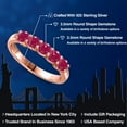 thumbnail image 2 of Gem Stone King 18K Rose Gold Plated Silver Red Ruby Wedding-Bands Ring for Women | 1.25 Cttw | Round 3.5MM | Gemstone July Birthstone | Size 9, 2 of 6
