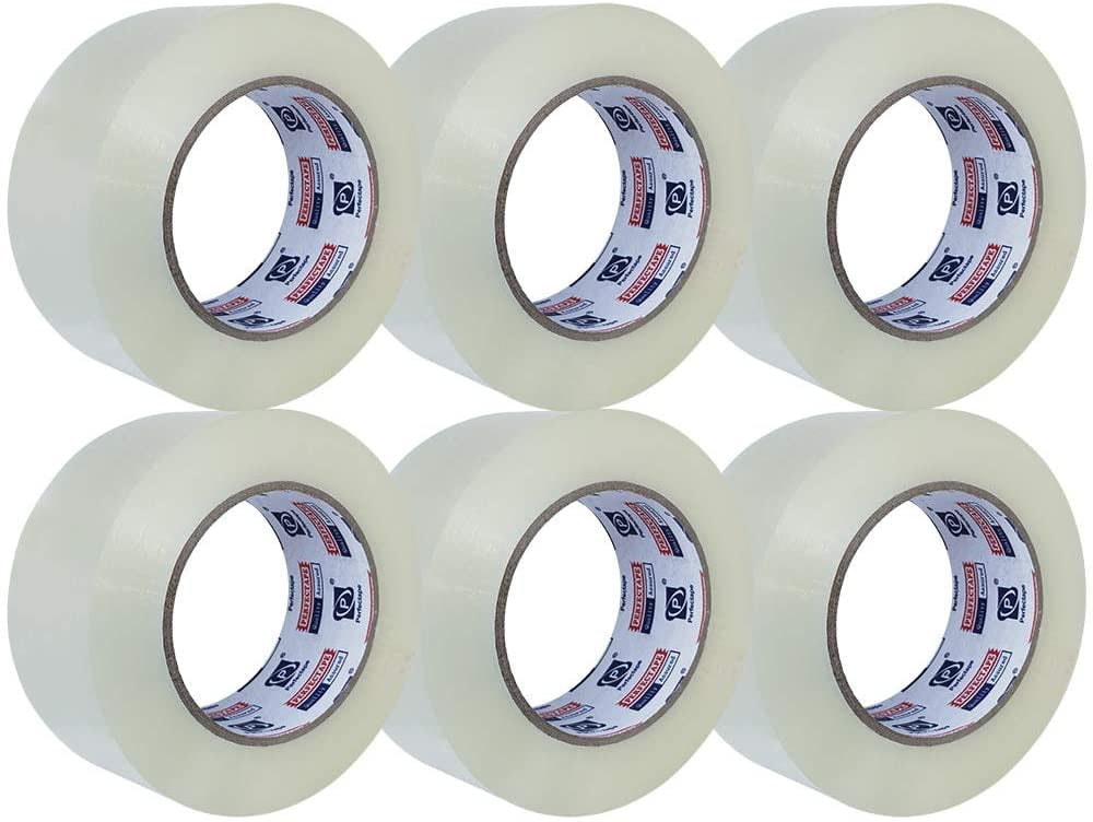 Perfectape Packing Tape, Clear, 1.88" x 100m, 6Pack, Length Total 600M