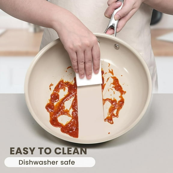 Healthy Ceramic Nonstick Frying Pans Set, 8" 9.5" 11" with Stay Cool Handles, Dishwasher Safe, PFAS