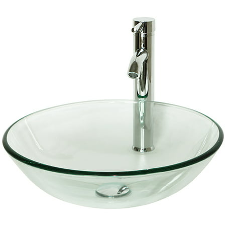 Bathroom Sink Bowl Vessel Chrome Drain Faucet Vanity Basin Glass Combo Pop (Best Bathroom Sink Drain Unblocker)