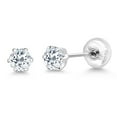 thumbnail image 5 of Gem Stone King Platinum White Topaz Stud Earrings for Women Men (0.66 Cttw, Gemstone November Birthstone, Round 4MM), 5 of 6