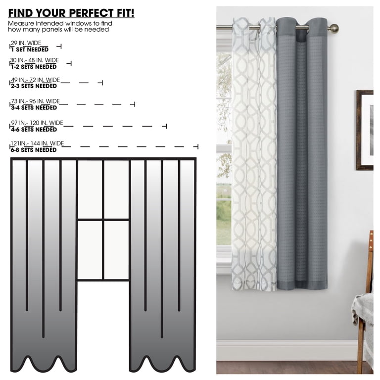 Mainstays Kingswood Sheer Grommet Curtain Panel Set, Gray, 4pc photo 6