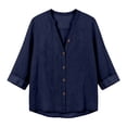 thumbnail image 7 of CHGBMOK Linen Tops for Women Casual Button Up V Neck Long Sleeve Gauze Shirt Loose Lightweight Blouses, 7 of 7