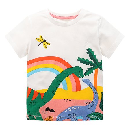 

Girls T-shirts for Toddler Children Shortsleeve Tees Fashion Cartoon Printing Dinosaur Zones Baby Cotton T-shirts 12M-8T