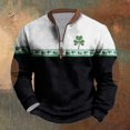 thumbnail image 4 of Penkiiy Día de San Patricio de hombre 1/4 Sweatshirt de cuello cremallera Shamrock camisa irlandesa de manga larga 3XL blanco, 4 of 5