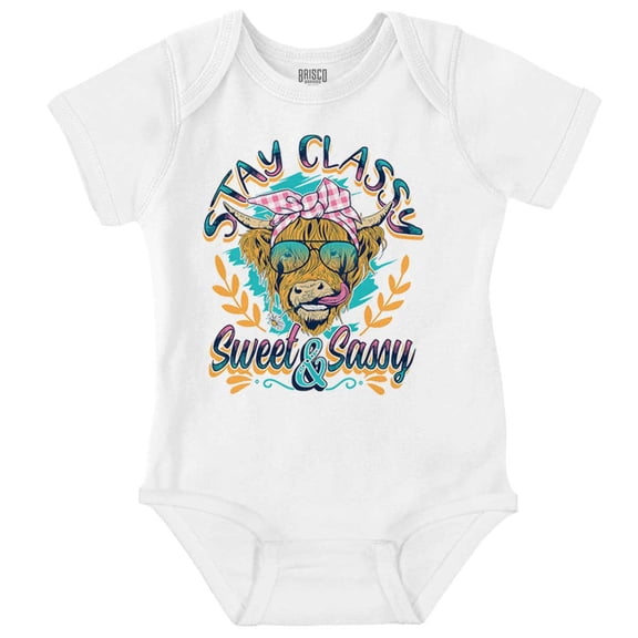 Cute Stay Classy Sweet and Sassy Baby Girl Short Sleeve Printed Bodysuit Brisco Brands NB