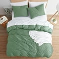 thumbnail image 4 of Nestl Boho 3 Piece Duvet Cover Set, Tufted Embroidery Double Brushed Duvet Cover with Button Closure with 2 Pillow Shams, Twin (68"x90") - Green, 4 of 8