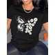 thumbnail image 1 of Camiseta informal de verano de manga corta para mujer con estampado de mariposas y margaritas, cuello redondo, deportiva y de moda para adultos, hombres, mujeres, adolescentes y jóvenes., 1 of 4