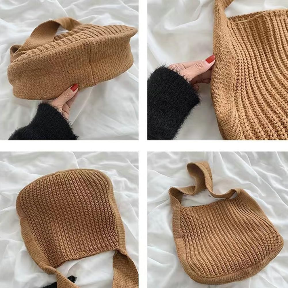 Kukuzhu Women's Hobo Bag Crocheted Shoulder Bag Large Knitted Handbags Tote Aesthetic Purse Top Handle Bag