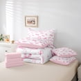 thumbnail image 6 of Manfei Teens Children Cartoon Ribbon Bowtie 7-Piece Twin Bedding Sets,Love Heart Stars Print Bedding Comforter Set,Kawaii Cute Breathable Sheet Sets,Ultra Soft Home Decor,Reversible, 6 of 8